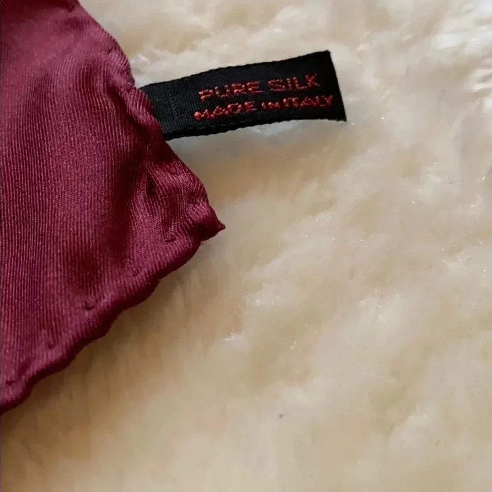 Made in Italy  burgundy Silk Men's Tuxedo Scarf - Picture 6 of 11